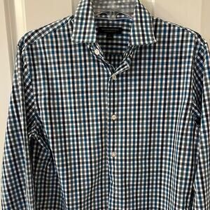 Banana Republic Blue and White Casual Button Down Shirt, Small